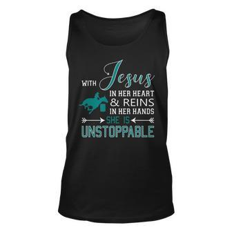With Jesus In Her Heart And Reins In Her Hands She Is Tank Top | Mazezy