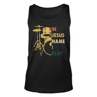 In Jesus Name I Play Drum Tank Top | Mazezy