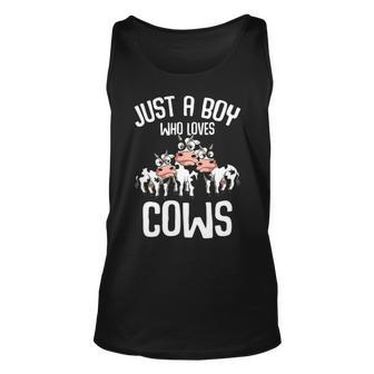Just A Boy Who Loves Cows Farmers Cow Lover Tank Top | Mazezy