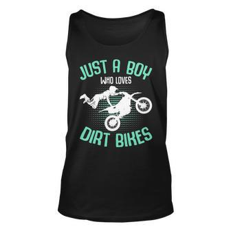 Just A Boy Who Loves Dirt Bikes Motocross Enduro Dirt Biking Tank Top | Mazezy UK