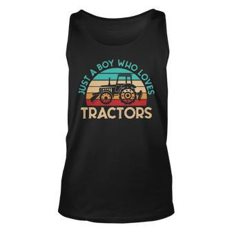 Just A Boy Who Loves Tractors Farmer Tank Top | Mazezy