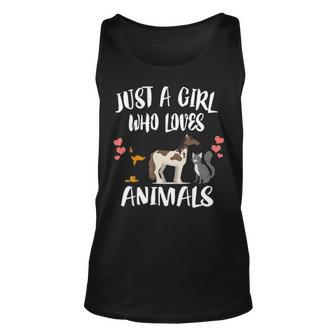 Just A Girl Who Loves Animals Dog Cat Horse Tank Top | Mazezy