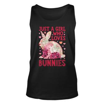 Just A Girl Who Loves Bunnies Bunny Lady Women Flower Tank Top | Mazezy