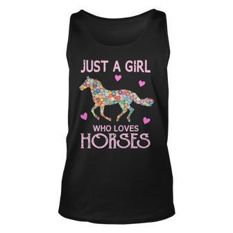 Just A Girl Who Loves Horses Horse Riding Girls Women Tank Top | Mazezy