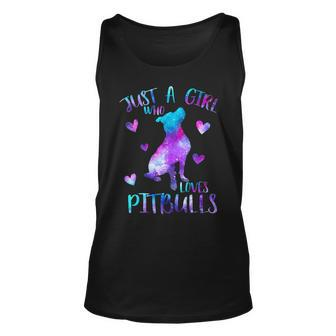 Just A Girl Who Loves Pitbulls Galaxy Space Pitbull Dog Mom Tank Top | Mazezy