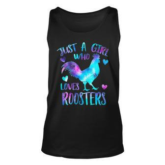 Just A Girl Who Loves Roosters Watercolor Galaxy Farmer T Tank Top | Mazezy DE