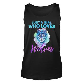 Just A Girl Who Loves Wolves Watercolor Wolf Art Tank Top | Mazezy AU