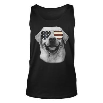 Labrador Dog With Usa Flag Sunglasses Tank Top | Mazezy