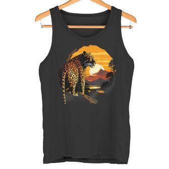 Leopard Savanne Sonnenuntergang Wildlife Safari Motiv Tierdruck Tank Top - Seseable