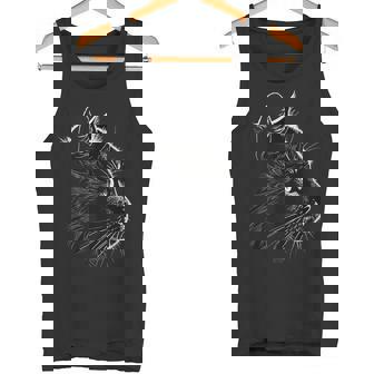 Linda Cara De Gato Negro Conista Lateral Regalos Divertidos Para Gatos Sin Mangas Camiseta sin mangas - Regaloses