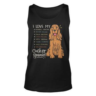 I Love My Cocker Spaniel Dog Mom Dad Tank Top | Mazezy