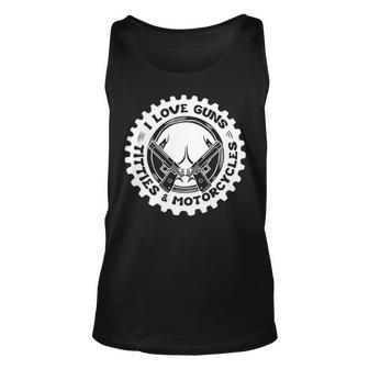 I Love Guns Titties And Motorcycles Tank Top | Mazezy