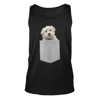 Maltese Puppy Dog In Your Pocket Tank Top | Mazezy