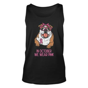 October We Wear Pink English Bulldog Breast Cancer Awareness Tank Top | Mazezy CA