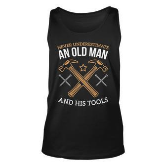 Old Man And His Tools Woodworking Carpenters Tank Top | Mazezy