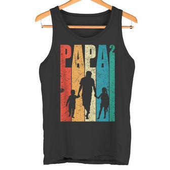 Papa Hoch 2 Dad Hoch 2 Kinder Zweifacher Papaatertag Retro Tank Top - Geschenkecke