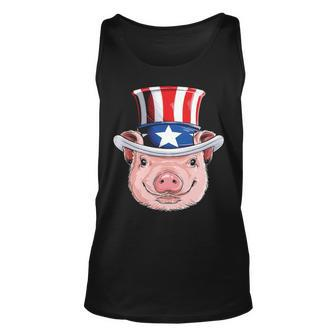 Pig 4Th Of July Uncle Sam American Flag Hat Tank Top | Mazezy