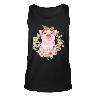 Pig With Leopard Headband Flower Cute Pig Lover Tank Top | Mazezy AU