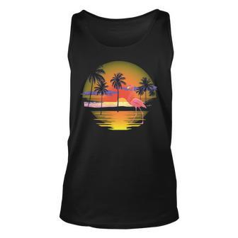 Pink Flamingo Sun Set At Beach Classic For Tank Top | Mazezy