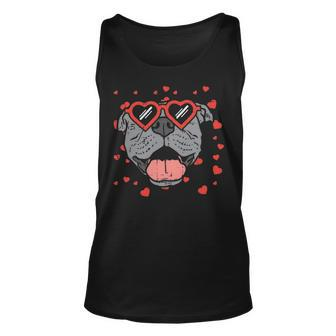 Pitbull Face Heart Glasses Valentines Day Pet Dog Lover Tank Top | Mazezy