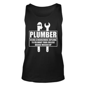 Plumber Craftsman Pipe Fitter Saying Plumbing Tank Top | Mazezy