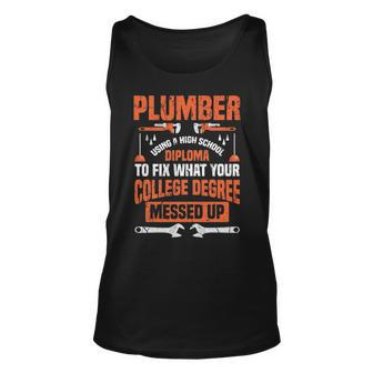 Plumber College Plumbing Joke Pun Tank Top | Mazezy