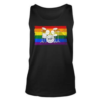 Pride Rainbow Flag Drum Kit Drummer Shadow Tank Top | Mazezy