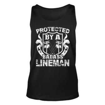 Protected By A Badass Lineman Tank Top | Mazezy