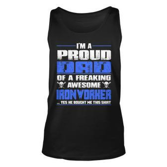 Proud Dad Of A Freaking Awesome Ironworker Tank Top | Mazezy