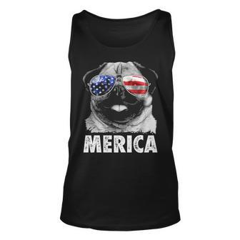 Pug 4Th Of July Merica Men Women Usa American Flag Tank Top | Mazezy