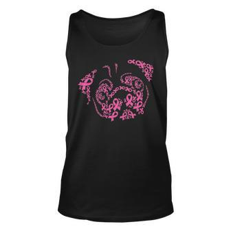 Pug Face Breast Cancer Awareness Cute Dog Pink Ribbon Tank Top | Mazezy
