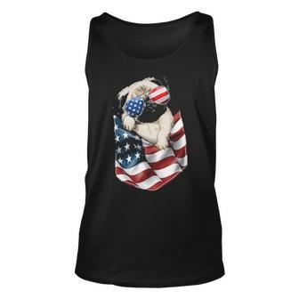 Pug In Pocket Dog 4Th July Usa Flag Tank Top | Mazezy