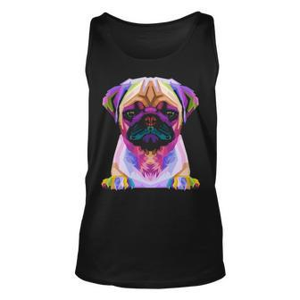 Pug Pop Art Colorful Portrait Carlino For Dog Lovers Tank Top | Mazezy