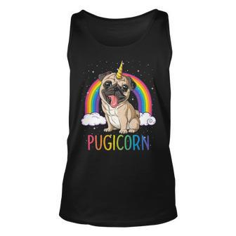 Pugicorn Pug Unicorn Girls Kids Space Galaxy Rainbow Tank Top | Mazezy