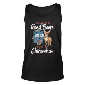 Reading Dog Mom Book Pet Dad Chihuahua Tank Top | Mazezy