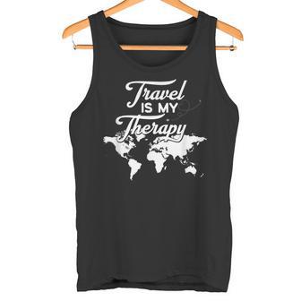 Reisende Und Reiseliebhaber One Of Travel Is My Therapy Memes Tank Top - Geschenkecke