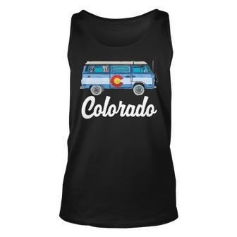 Retro Colorado Hippie Van Sketch Graphic Tank Top | Mazezy