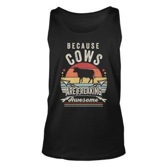 Retro Because Cows Are Freaking Awesome Cow Tank Top | Mazezy