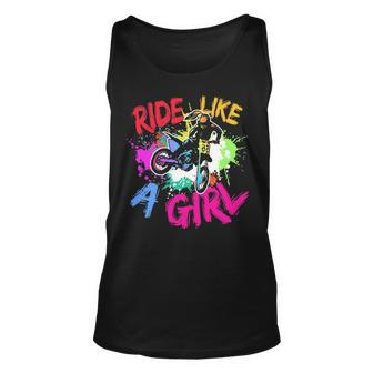 Ride Like A Girl Motocross Lovers Dirt Bike Biker Girl Tank Top | Mazezy