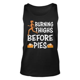 Running Burning Thighs Before Pies Runner Thanksgiving Tank Top | Mazezy