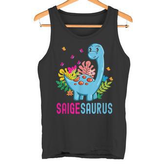 Saigesaurus Personalisierter Name Saige Dino Dinosaurier Geburtstag Tank Top - Seseable