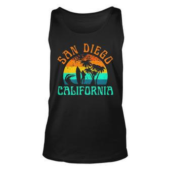 San Diego California Beach Surf Summer Vacation Girl Vintage Surfer Tank Top | Mazezy CA