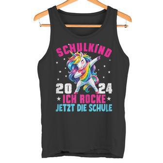 Schulkind 2024 Dabbing Unicorn Ich Rocke Jetzt Die Schule Tank Top - Geschenkecke