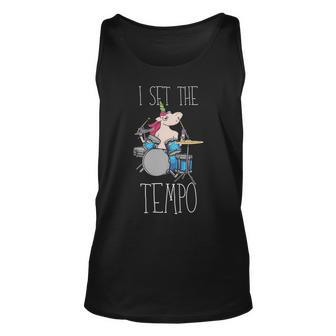 I Set The Tempo Unicorn Drummer Tank Top | Mazezy