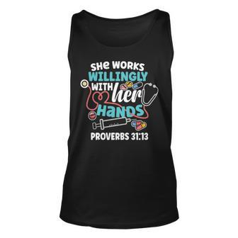 She Works Willingly With Her Hands Proverbs 31 Tank Top | Mazezy