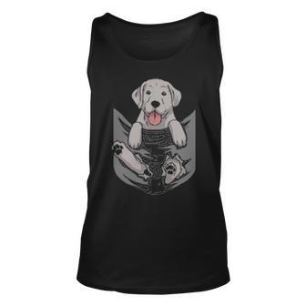 Silver Labrador Lab Hang Out In My Pocket Puppy Dog Tank Top | Mazezy
