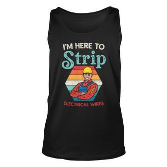 Here To Strip Electrician Power Electric Lineman Tank Top | Mazezy