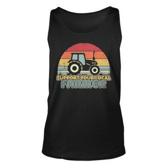 Support Your Local Farmer Retro Style Tractor Tank Top | Mazezy