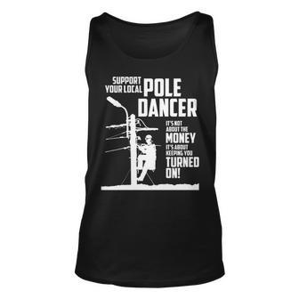 Support Your Pole Dancer Utility Electric Lineman Tank Top | Mazezy