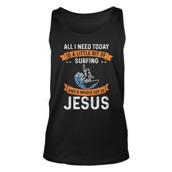 Surfing And Jesus Christian Sport Surfer Surfboard Themed Tank Top | Mazezy